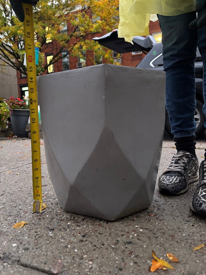 Modern Matty Grey Planter – 12" Diameter x 14" Height | NYC Indoor Garden Essential